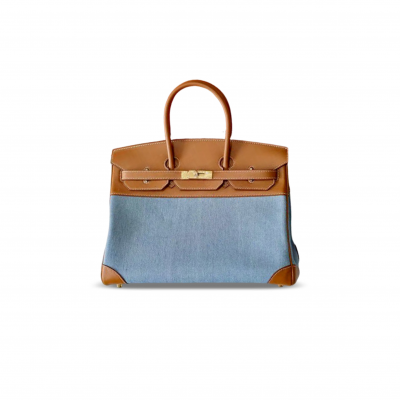 HERMES MASTER BIRKIN 30 DENIM AND BARENIA LEATHER GOLD HARDWARE (30*22*16cm)